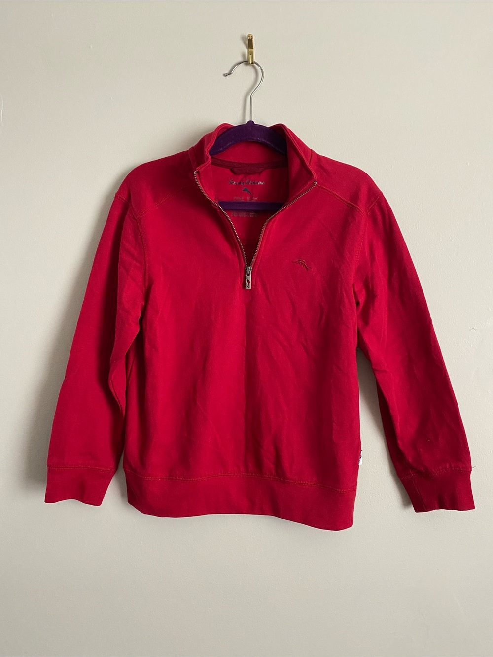 Tommy Bahama Red Quarter-Zip Pullover Kids 7 Classic Preppy Resort Casual Lounge